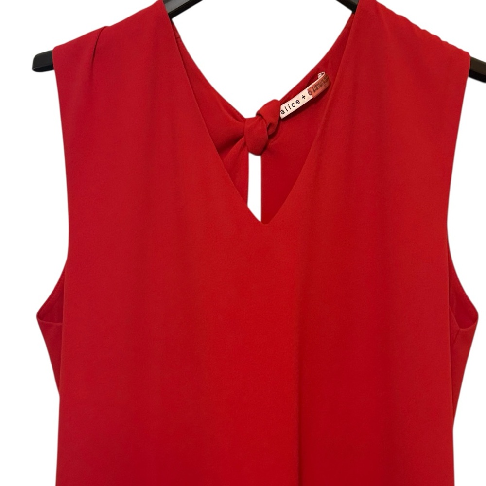 Alice + Olivia Carita V-Neck Crepe Open Tie-Back Shift Dress